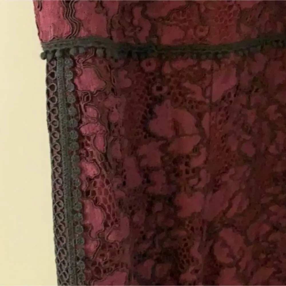 NWOT Alexis burgundy and black lace jumpsuit off shoulder holiday size X small